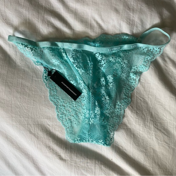 *SET* *NWT* Lounge Underwear AQUA BLUE LACE TRIANGLE BRALETTE (M) & BRIEFS (S) - Picture 7 of 8